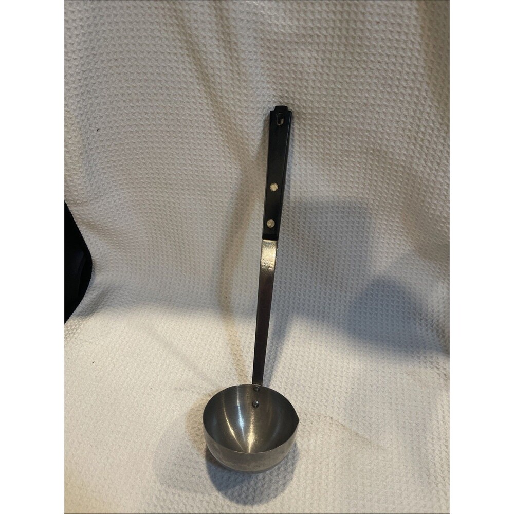 Vintage Household  Stainless Steel Soup Ladle - Black Handle - USA Made